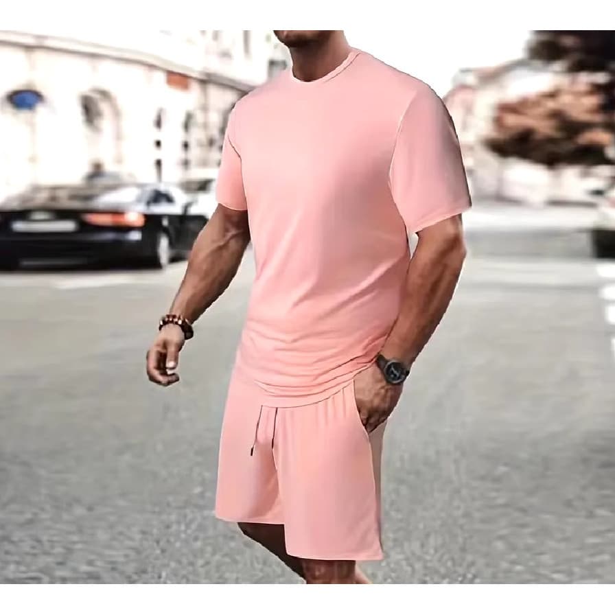 Kit Masculino 2 Peças – Camiseta Algodão + Short Moletom (pode haver pequena vaiacões cores