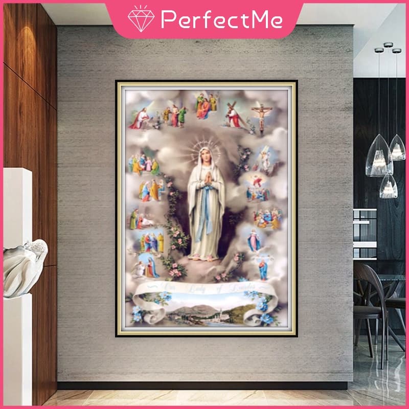 Conjunto De Pintura Diamante 5D Holy Girl Diy Completo De Diamantes Acrílico Redondo Para Decoração De Casa 50x70cm