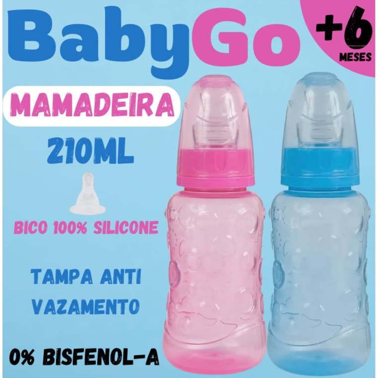 MAMADEIRA BABYGO 210ML ANTIVAZAMENTO BICO ORTODÔNTICO 100% SILICONE