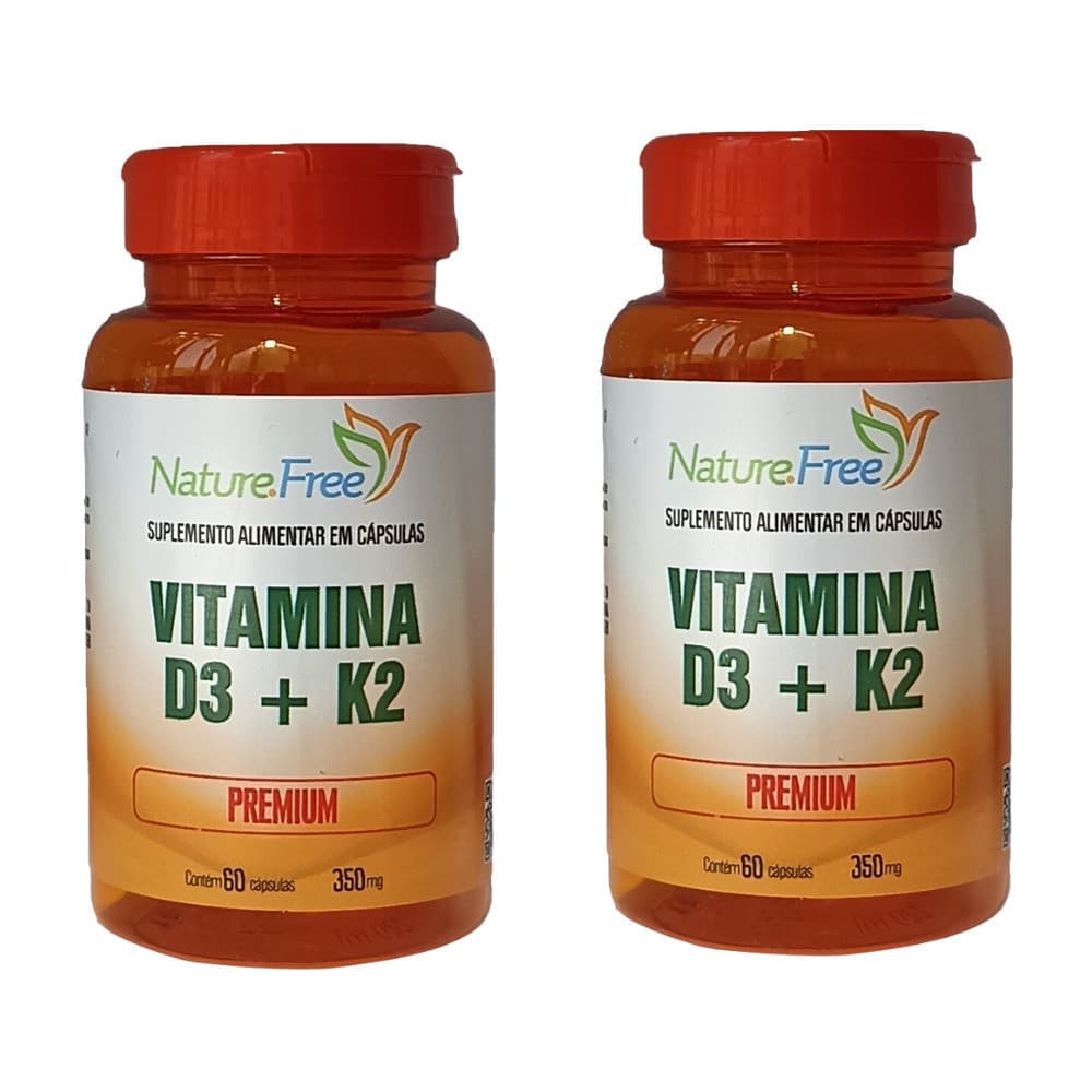 Kit 2 Suplemento Alimentar - Vitamina D3+K2 Premium 60 Cápsulas 350mg - Matéria prima importada!