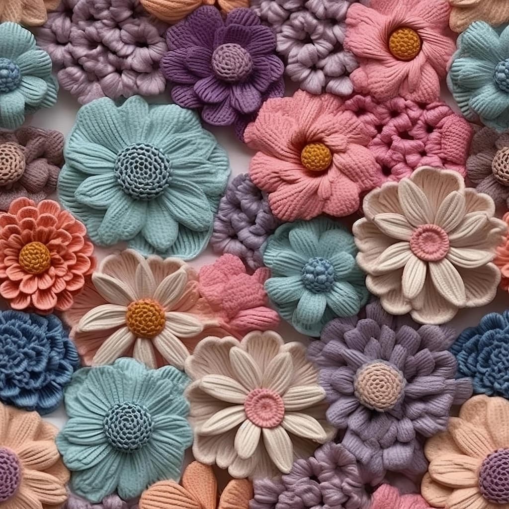 Tecido Patchwork Digital Floral Crochê 3 D458