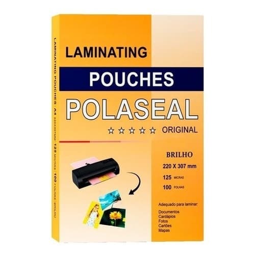 Plástico Polaseal 200 Folhas Plastico para plastificação Com Brilho 125 Micras Masterprint