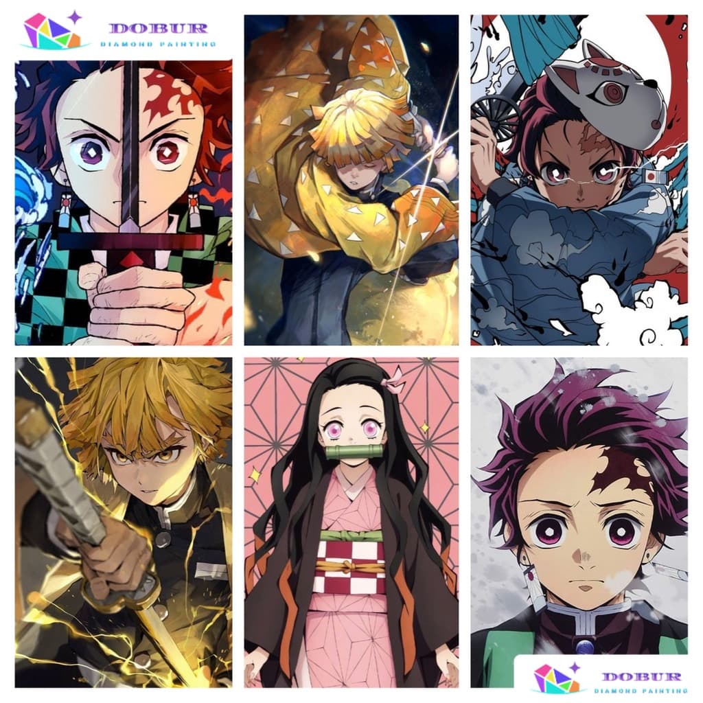DOBUR | Pintura Diamante Kits De Pintura Com Diamante Anime Caçador De Demônios Redondo 5D DIY Para Decoração Pintura Di