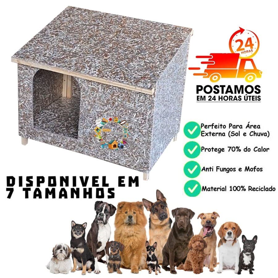 Casinha Ecólogica Casa Casinha Madeira Reciclavel Para Cachorro Cão Porte Médio Grande