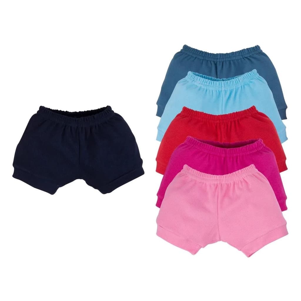 Short Tapa Fralda Bebê Top Shot Canelado Short Bebe com Elástico na Cintura Enxoval Bebê