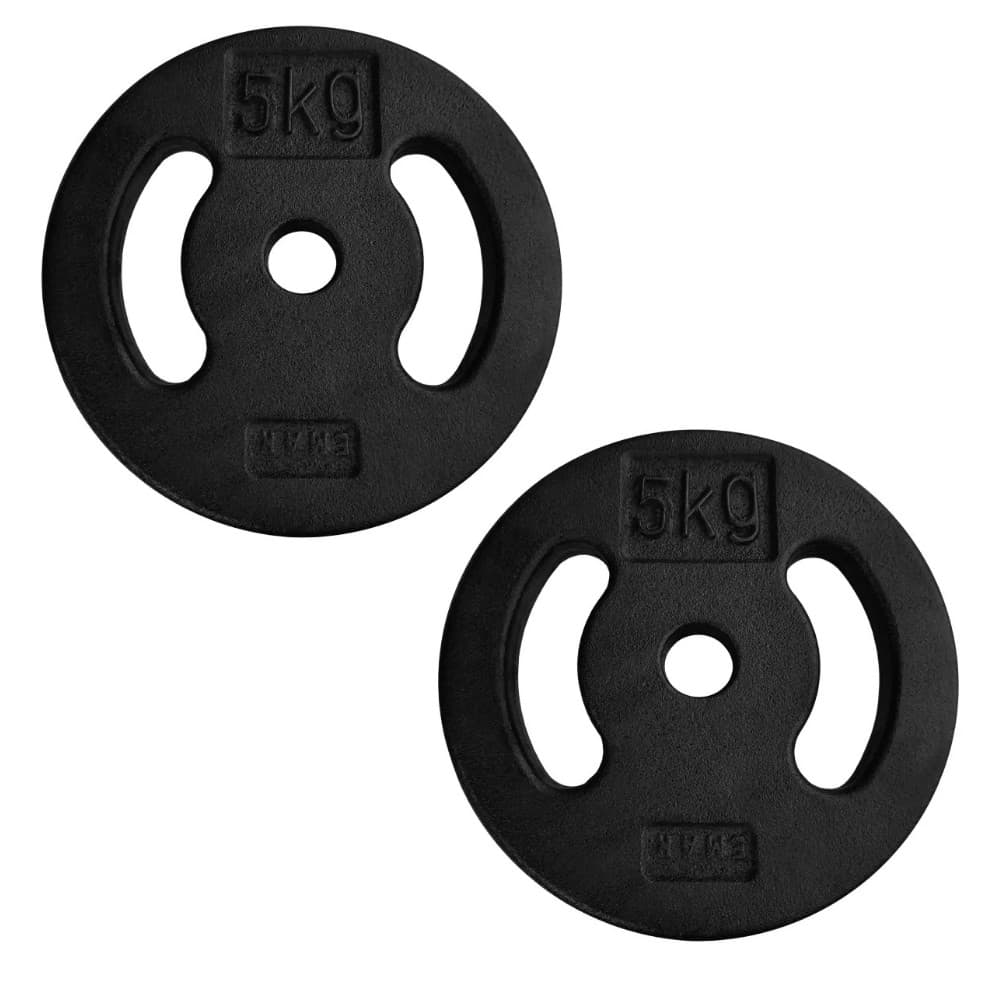 Kit 2 Anilhas 5kg De Ferro Vazada Aberta Supino Barra Treino