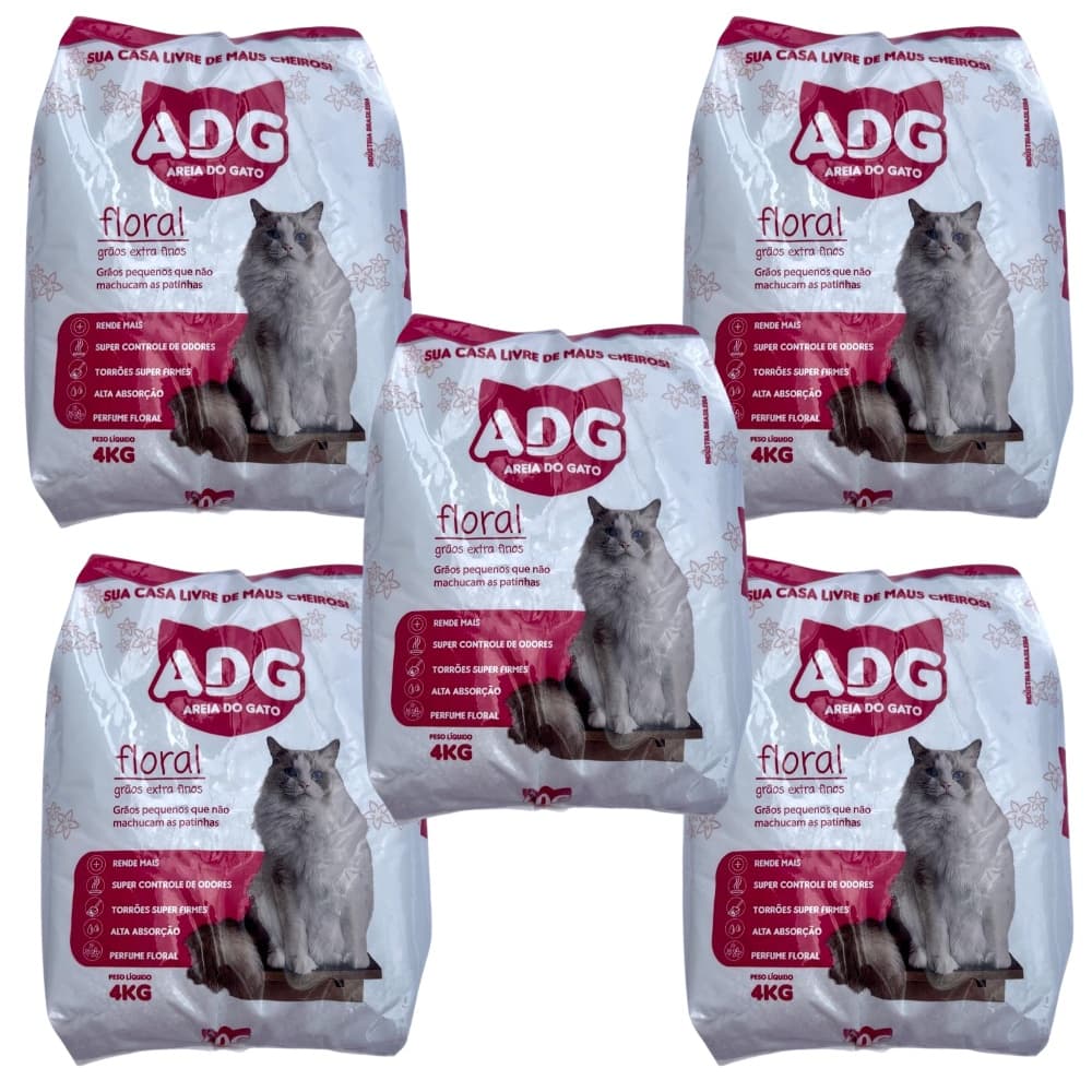 Kit 05 Uni Areia Sanitária Para Gatos 4kg Areia Para Gato Perfumada