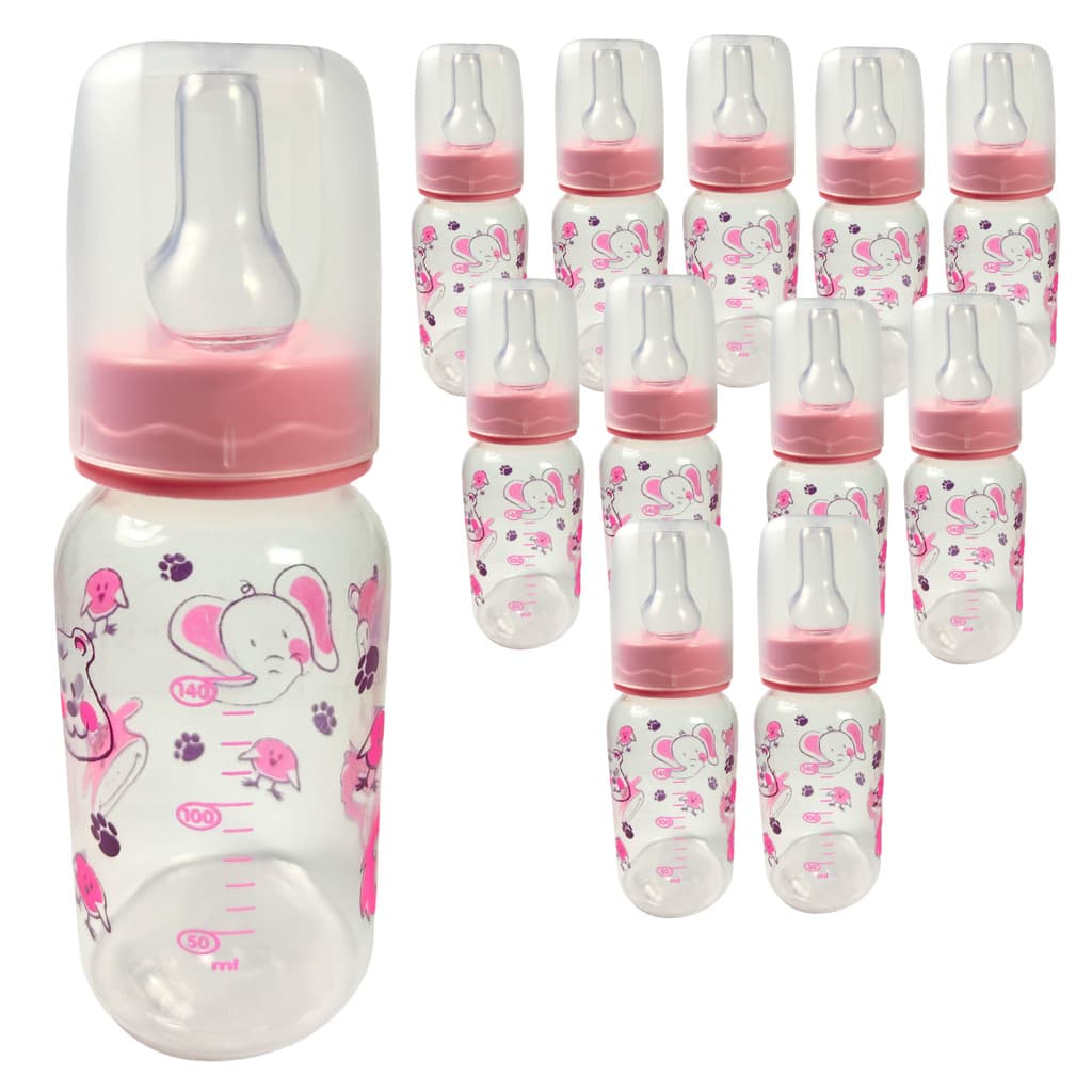 Mamadeira 140 ml Rosa Para Meninas Meninos Bebe Criança Bico redondo livre de BPA  KIT 12 Unidades
