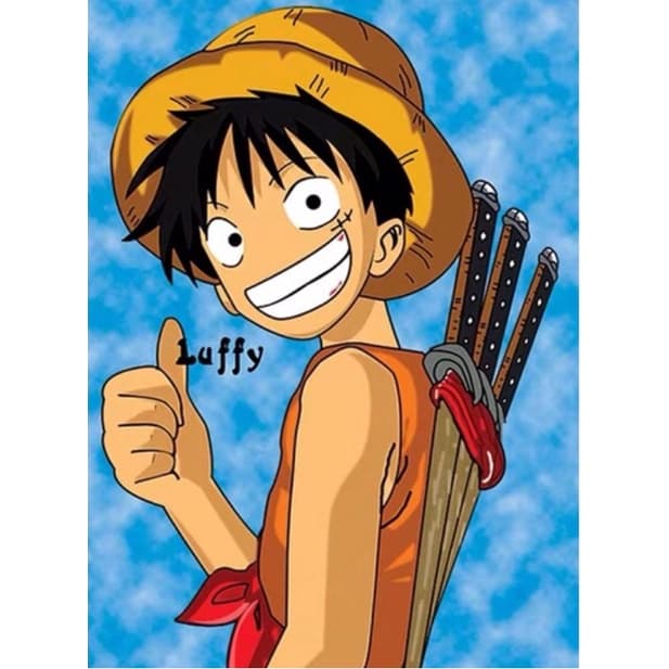 5D DIY Diamante Número De Pintura Com Adesivo One Piece Luffy Presente Feito À Mão Decoração De Casa Redonda Adequado Para deco De Quarto