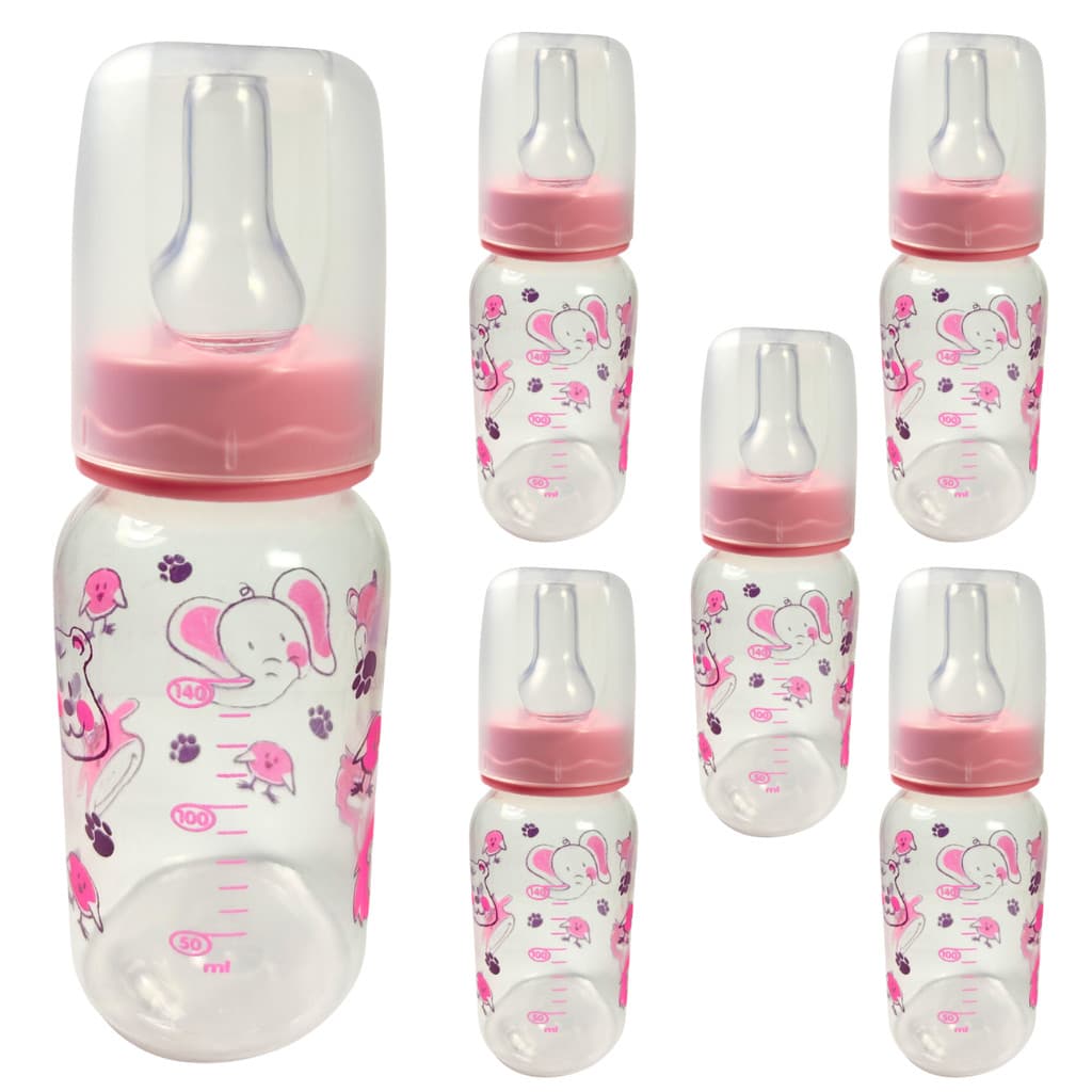 Mamadeira 140ml Rosa Para  Meninas Meninos Bebê Criança Bico Redondo Livre de BPA - Kit 6 Unidades