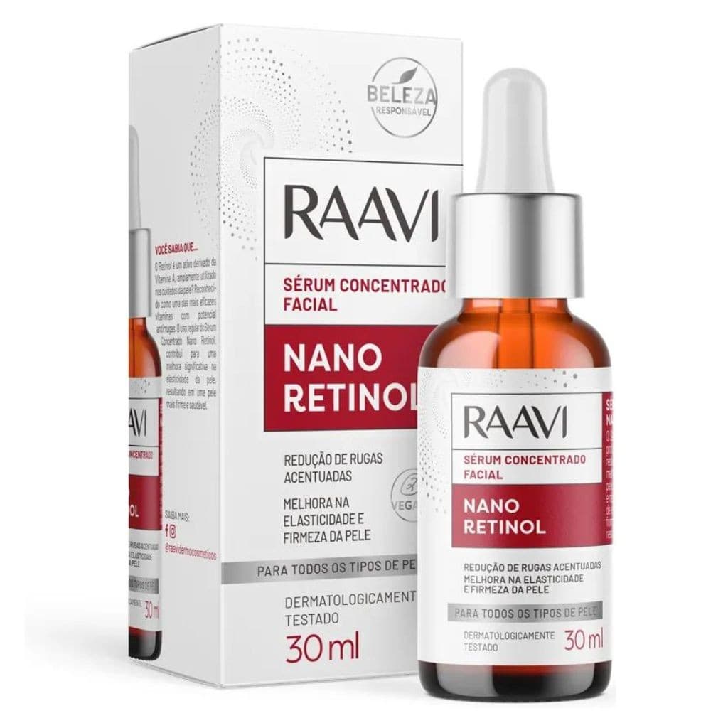 Sérum Anti-idade Nano Retinol Raavi 30ml - Efeito Rejuvenescedor