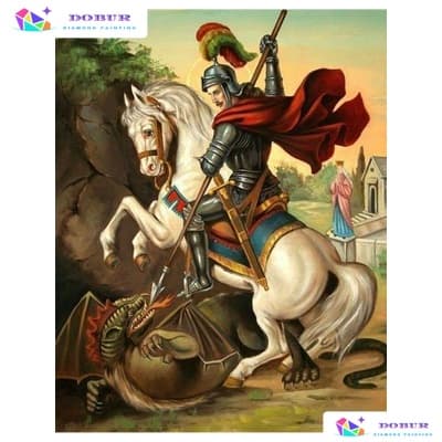 DOBUR | Pintura Diamante Kit Pintura Com Diamante Furadeira Redonda/Quadrada Sanctus Georgius 5D Para DecoraçãoArtesanat