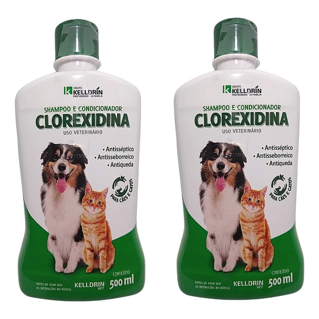 Shampoo para Cachorro Gato Pet Dermatite Condicionador Clorexidina 500ml 2 Unidades -  Cães, Gatos, Pet shop