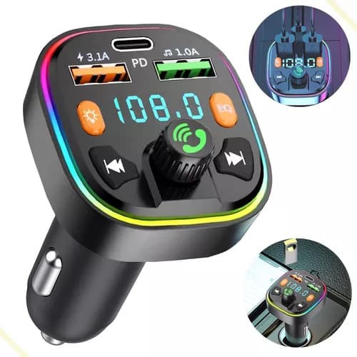 CD01 Carregador E Transmissor Veicular Bluetooth Tipo C Usb Turbo