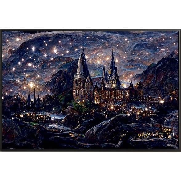 5D Hogwarts castle diy Diamante Pintura Artesanal Do Castelo Céu Estrelado Romântica Da Noite Escura Colorida De Luxo digital Presente Criativo Ha