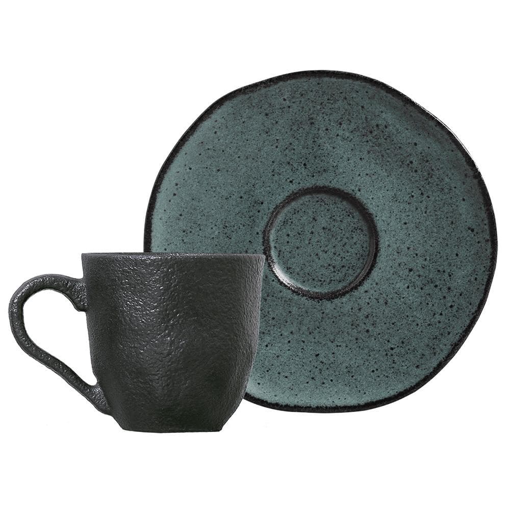 Porto Brasil Conjunto Com 6 Xícaras De Café Com Pires Orgânico Petroleum 120Ml - Porto Brasil