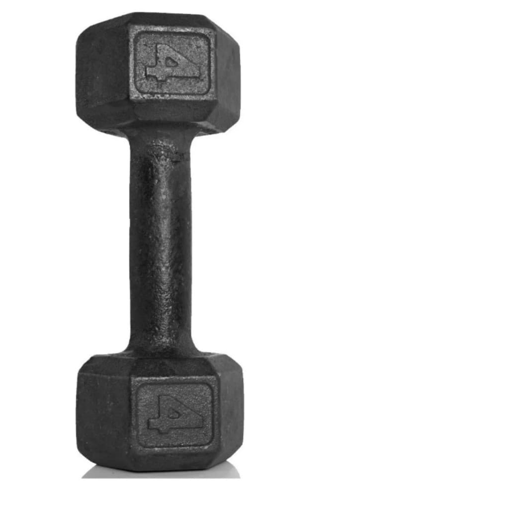 1 Halter Sextavado de 4kg Pintado Preto Ferro Fundido Exercícios Em Casa e Academia