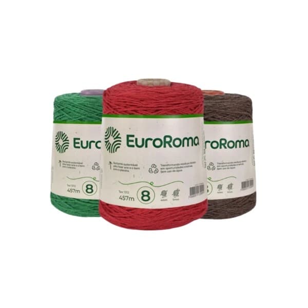 Barbante Nº8 600g Euroroma - Ideal para Artesanato, Crochê e Decoração - Alta Qualidade- Fio Ecológico