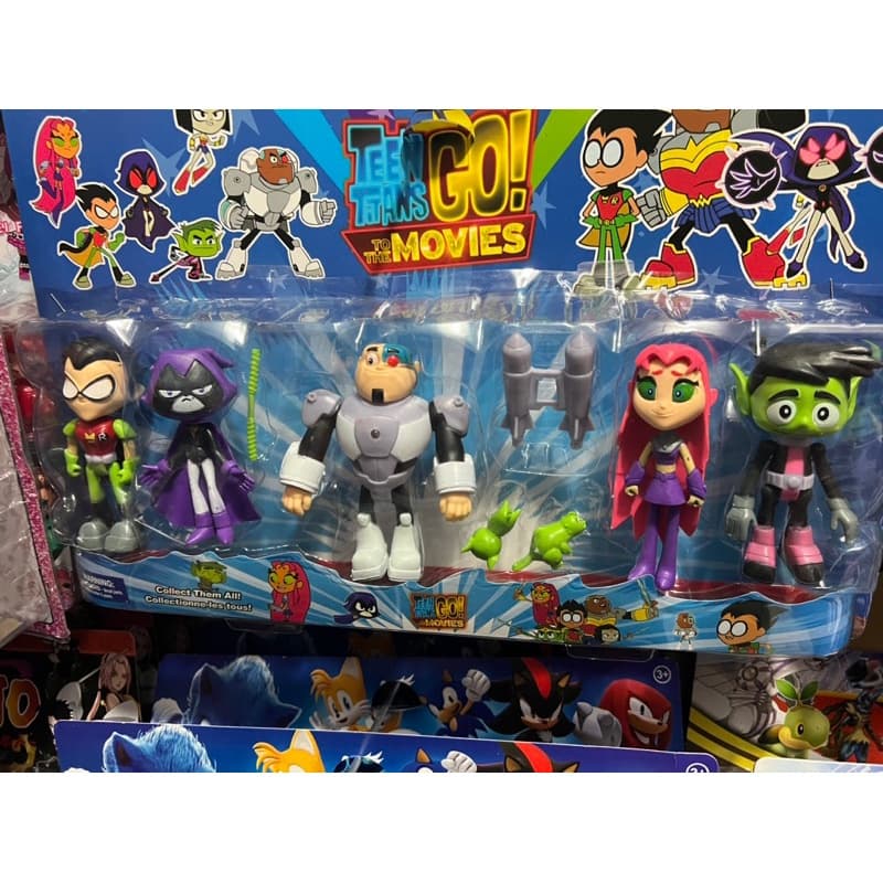 Kit Cartelado 5 Bonecos Teen Titans Go Jovens Titãs 12 cm articulado Envio Imediato