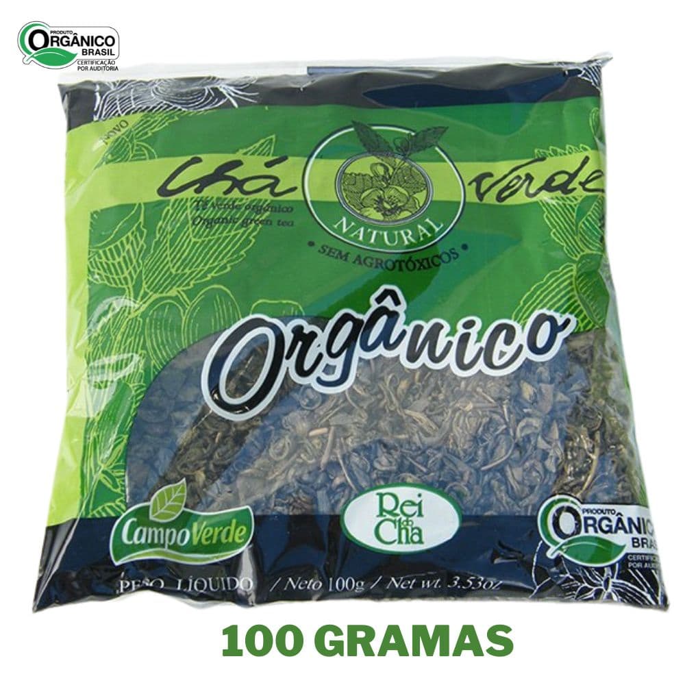 Chá Verde Orgânico das Folhas Campo Verde pacote 100 gramas