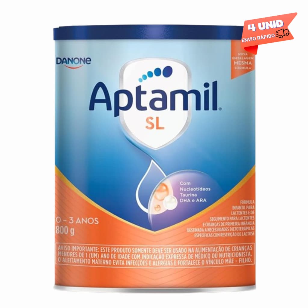 4 latas-  Aptamil Sl Fórmula Infantil Em Pó Danone 800g- Sem Lactose