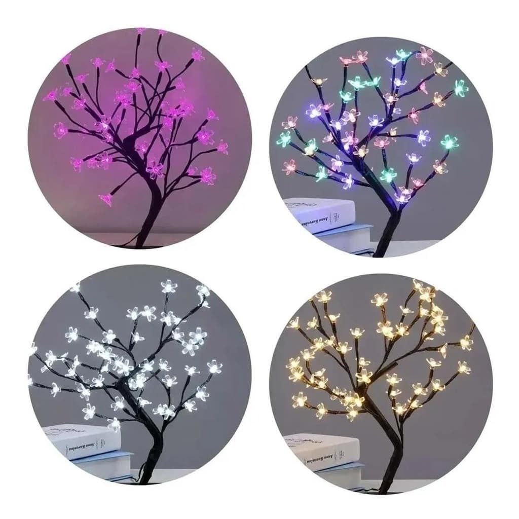 Árvore Cerejeira de Led Lúminaria Decoração de Natal Pisca Pisca 8 Funções 48 Leds