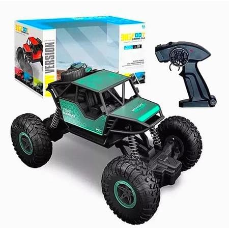Brinquedo Carrinho Off Road Controle Remoto Metálico Recarregável- verde metalico