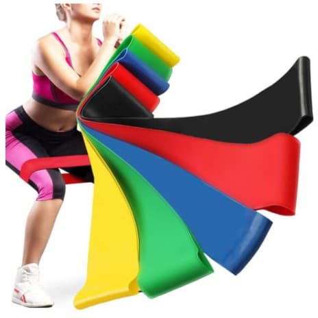 Kit 5 Banda Faixa Elástica de Resistência  Treino Yoga Pilates Treino Academia Musculação