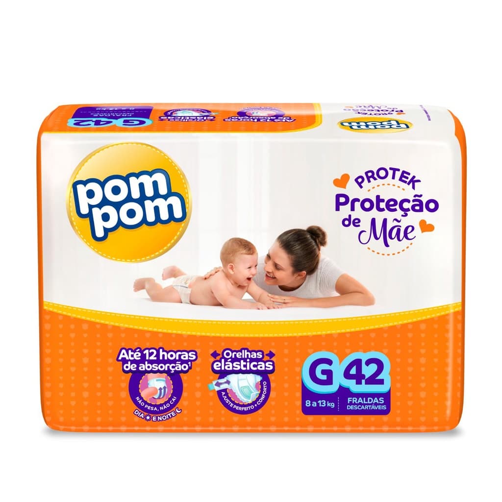 Fralda Pom Pom Derma Protek Mega G com 42un