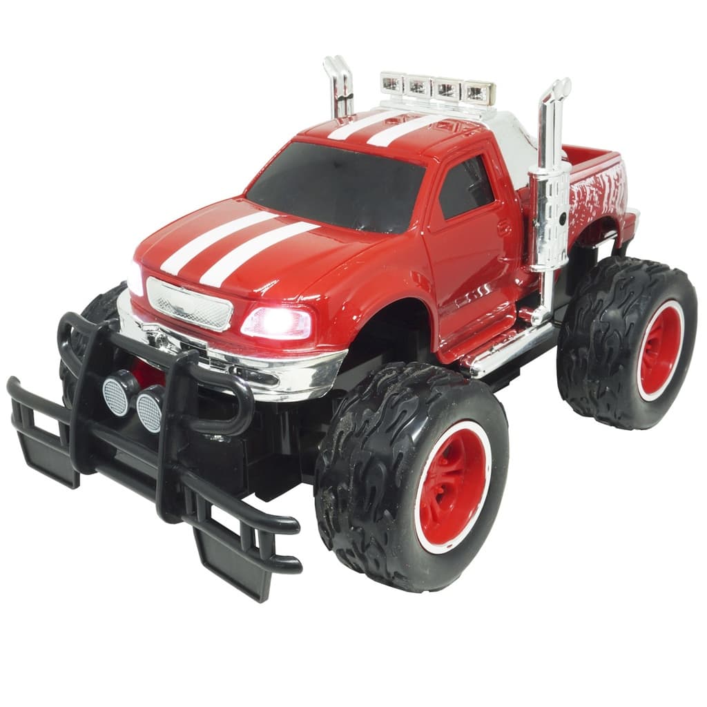 Carrinho Controle Remoto Elétrico Recarregável Picape Monster Car Off Road Vermelho BW026