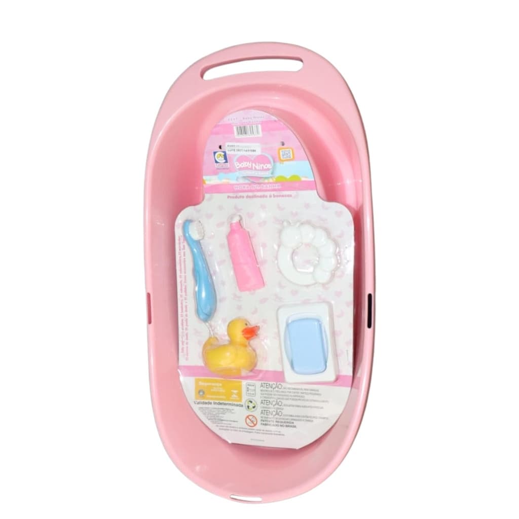 Brinquedo Infantil Baby Ninos 41cm Banheira de Bebê com Acessórios Cores Sortidas +3 Anos Cotiplas