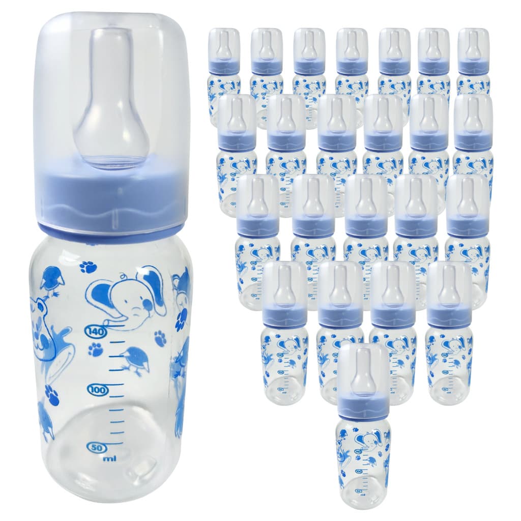 Mamadeira 140 ml Azul Para Meninos Meninas Bebê Criança Bico Redondo Livre de BPA - Kit 24 Unidades
