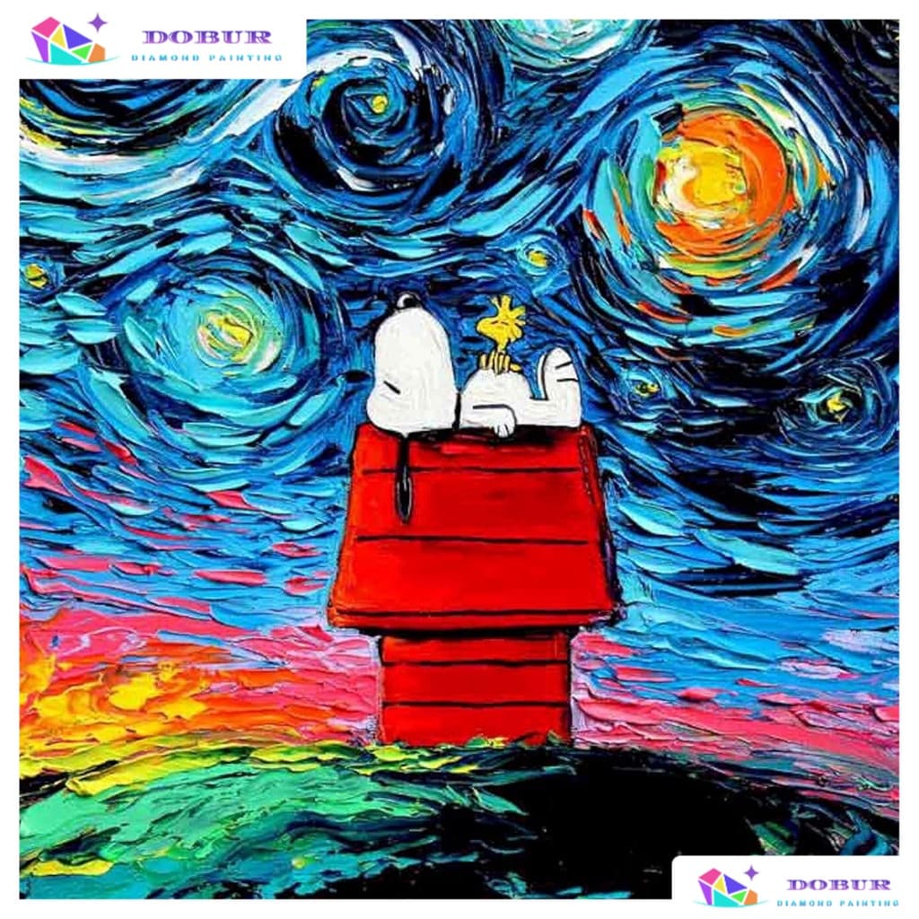 DOBUR | Kits De Pintura Com Diamante Para Adultos Redondo/Quadrado , SNOOPY 5D DIY Full Drill Artesanato Decoração