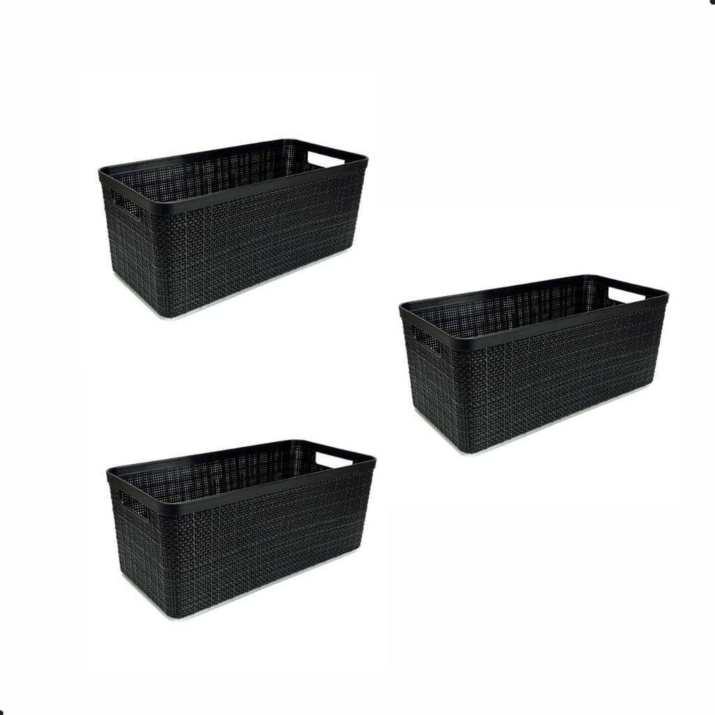 Kit 3 Cestos Organizadores Multiuso 7,4 L Juta Nitron para Banheiro, Sala, Escritório e Roupas