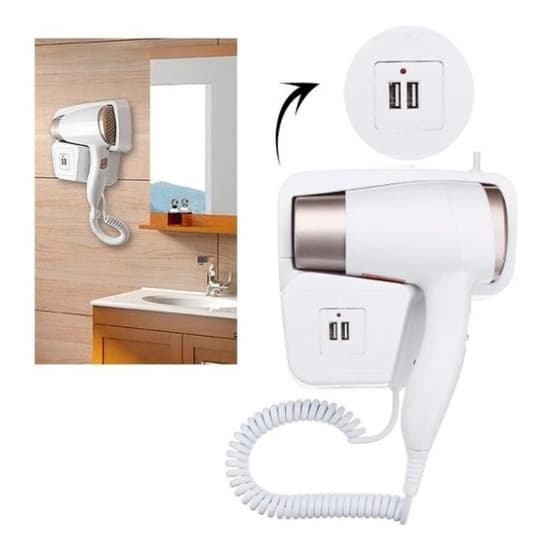 Secador De Cabelo Hotel Profissional Fixado Na Parede / Banheiro De Hotel 110v