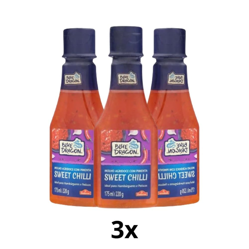 Kit C/ 3 Molho De Pimenta Sweet Chilli 220g Sakura