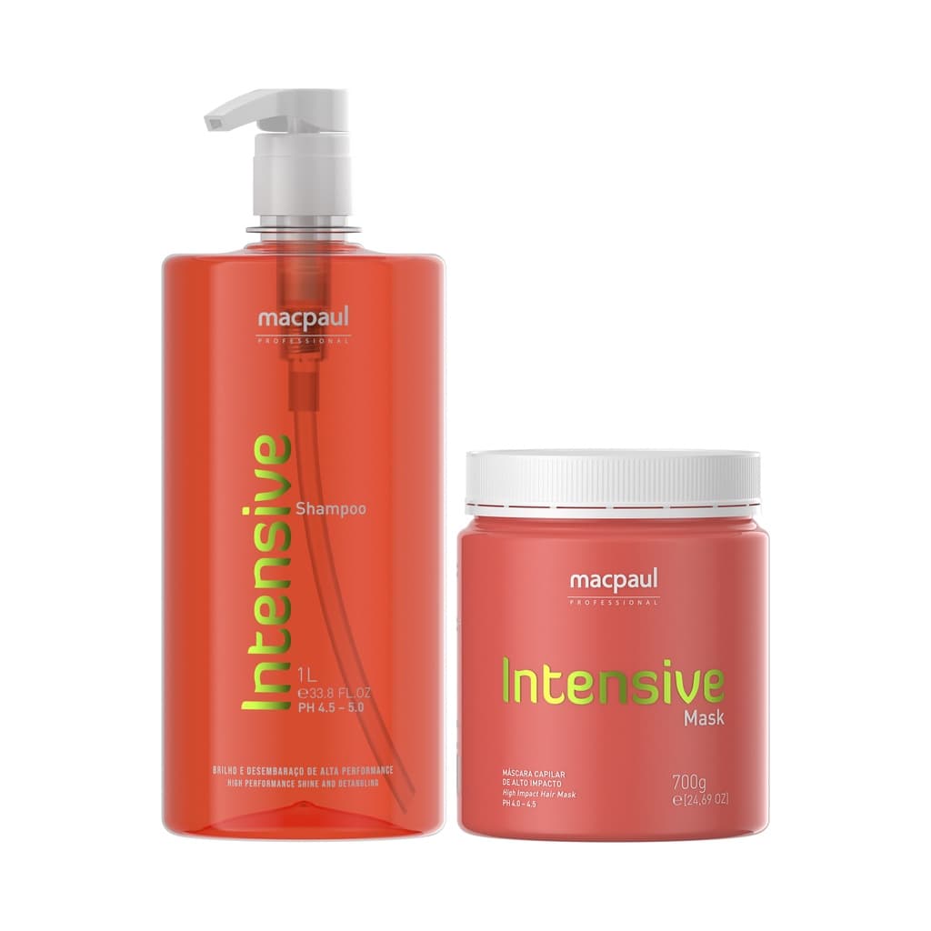 Kit Shampoo 1000ml e Máscara 700g hidratante capilar de morango - Intensive - Macpaul Professional