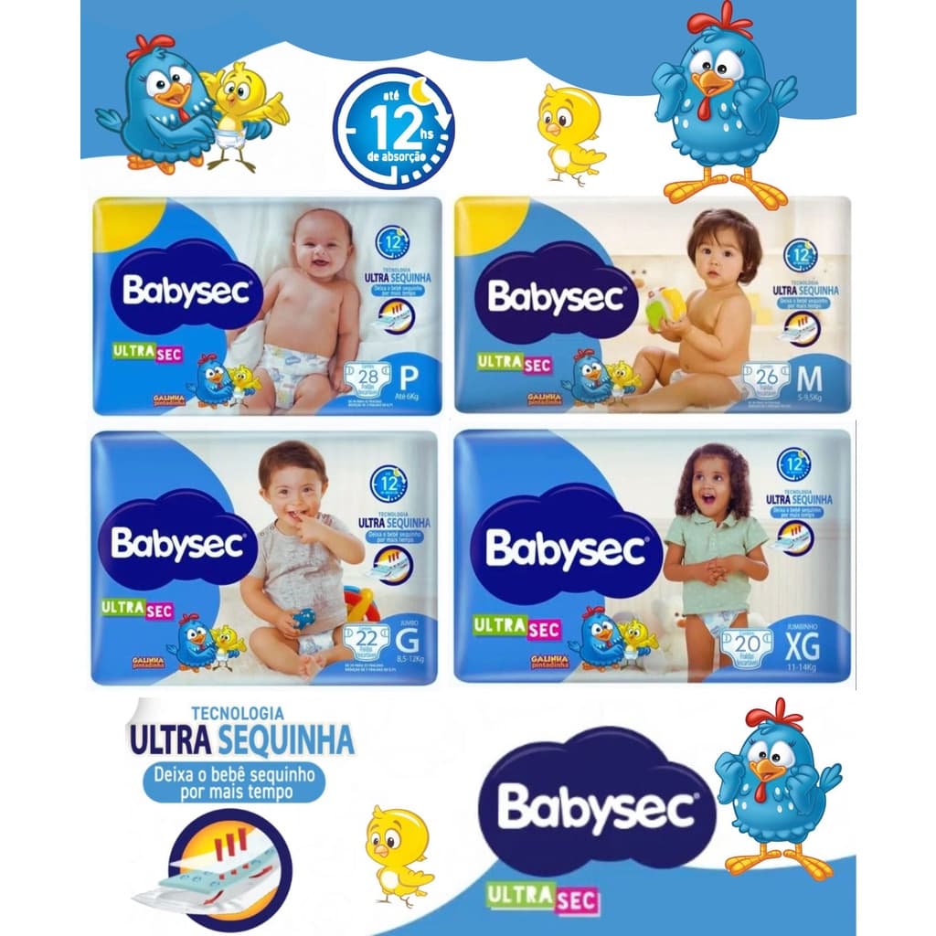 BABY SEC ULTRA SEC FRALDA DESCARTÁVEL TAMANHOS (P/M/G/XG)