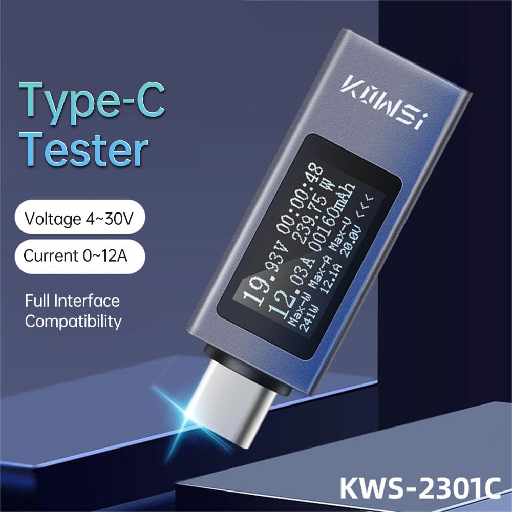 DIYMORE KWS-2301C Mostrador Digital Multi-Função DC Tensão Amperímetro De Potência Tipo c Testador De Carregamento De Telefone Celular 4-30V 0-12A