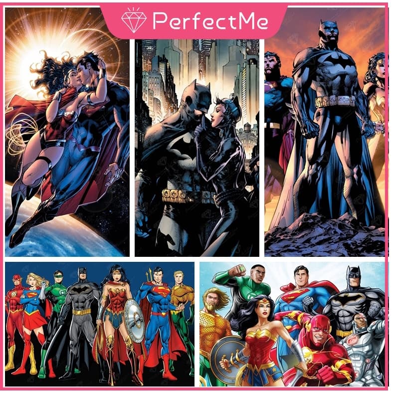 Pmmarvel Superman 5D Pintura Diamante Ponto Cruz Conjunto Completo De Diamantes Acrílico Redondo Para Decoração De Casa 