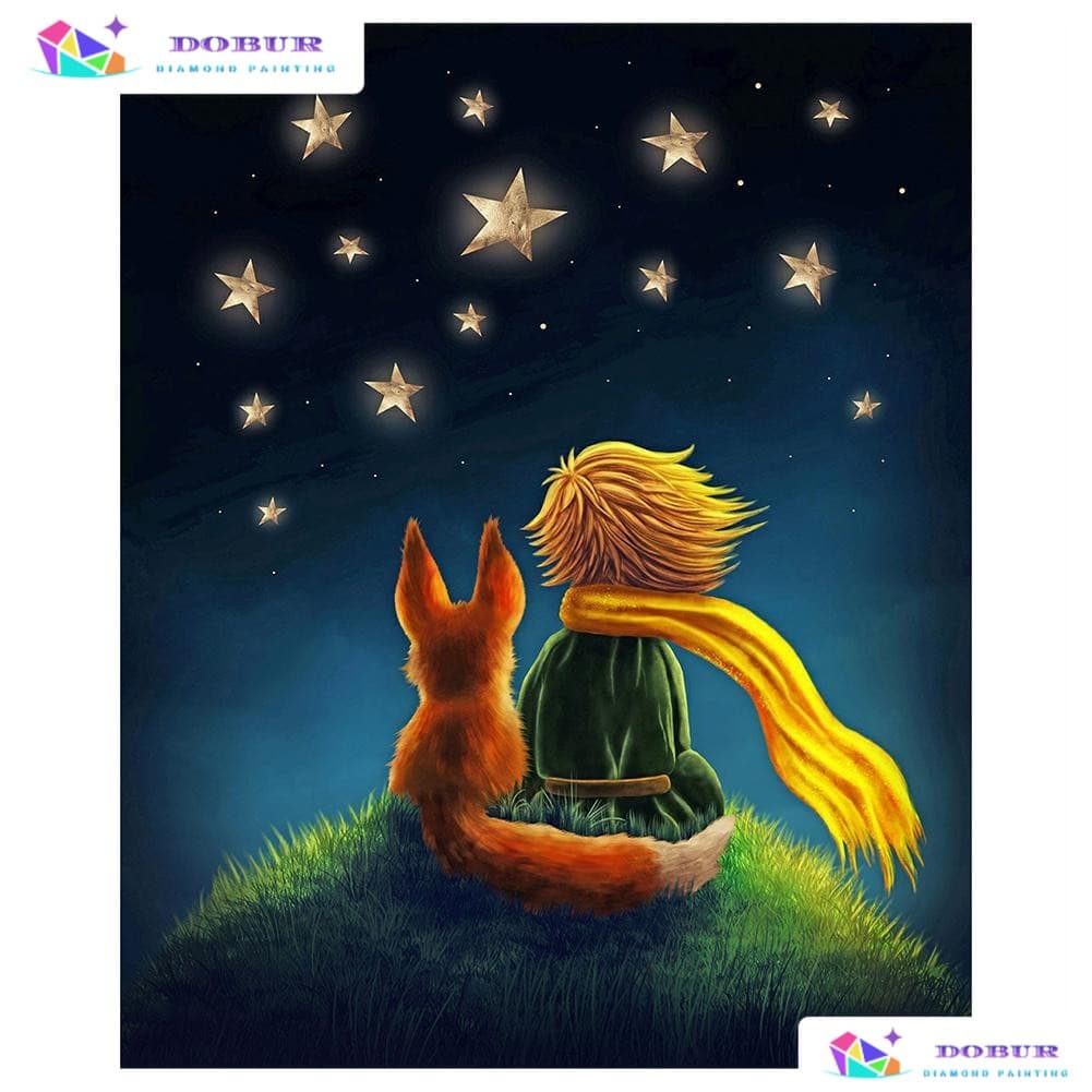DOBUR | Pintura Diamante Para Adultos Redondo/Quadrado , Le Petit Prince Cartoon 5D DIY Full Drill Artesanato Decoração