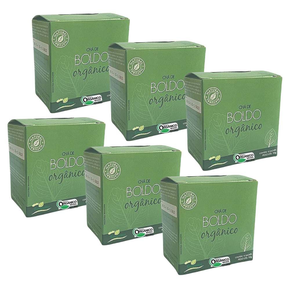 Kit 6 Chás Boldo do Chile Orgânico das Folhas 10 sachês CADA