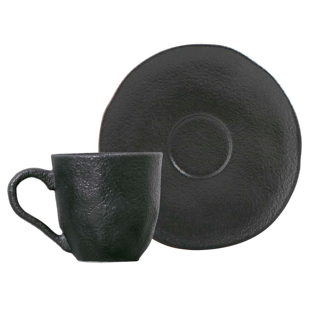 Porto Brasil Conjunto Com 6 Xícaras De Café Com Pires Orgânico Preto Matte 120Ml