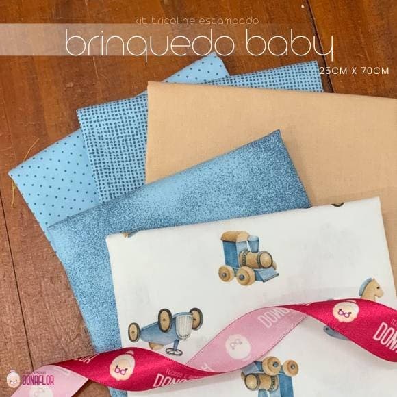 Kit 5Tricolines Brinquedo Baby 25cm X 70cm 100% Algodão - para Panos de Prato, Fraldas  e Patchwork