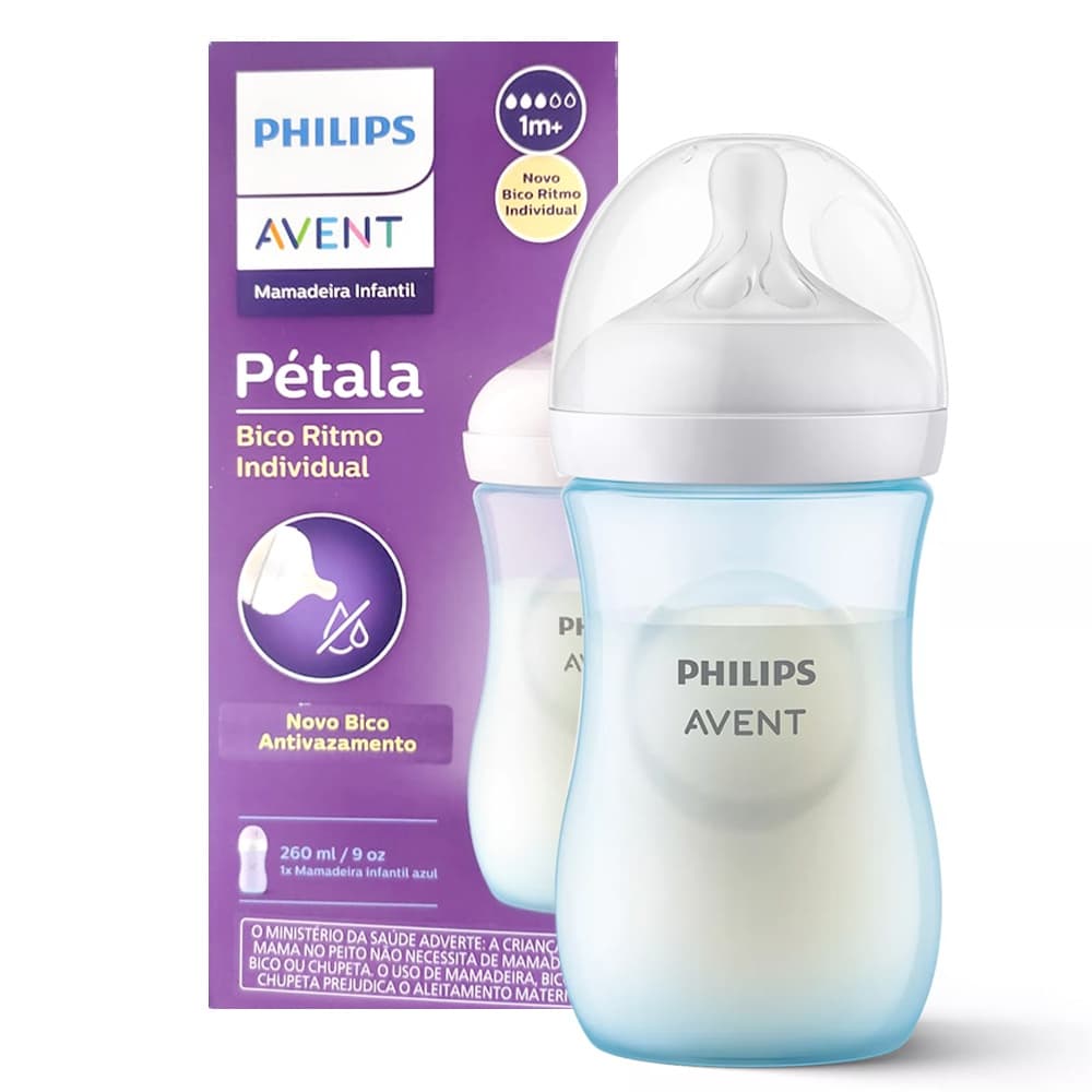 Mamadeira Avent Pétala 3.0 Azul Bebê Menino 260ml - Philips