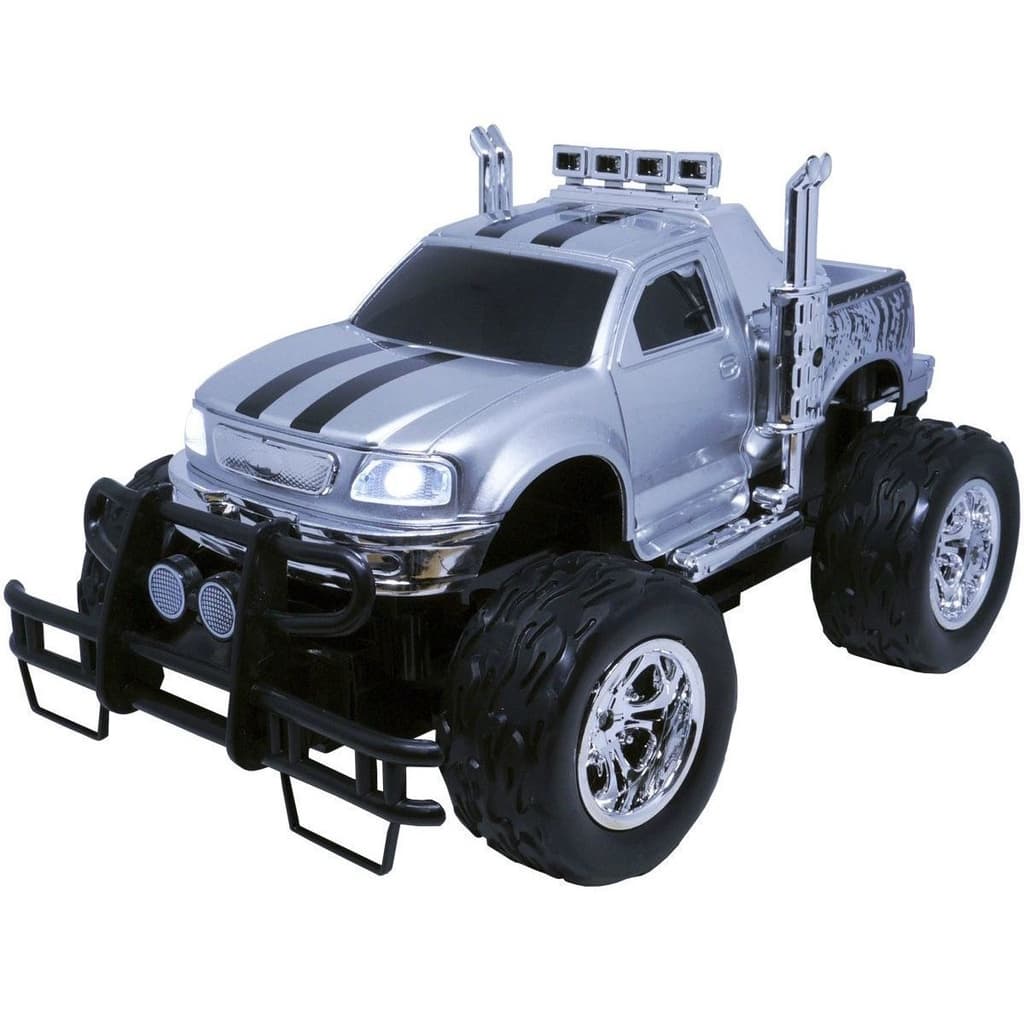 Carrinho Controle Remoto Elétrico Recarregável Picape Monster Car Off Road Importway Prata