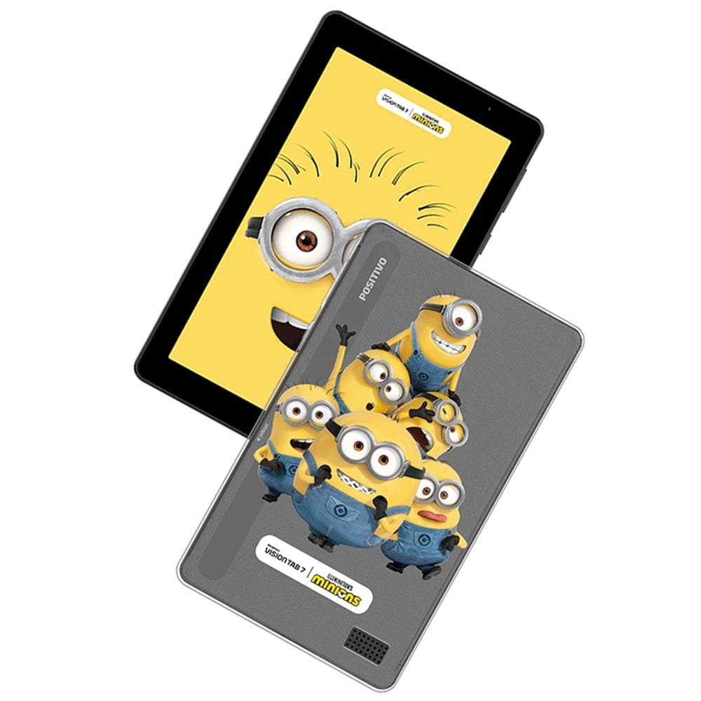 Tablet Positivo Vision Tab 7 Minions - 3GB RAM 64GB, 7” IPS, Android 14  Go, Wi-fi - Capa e Bolsa