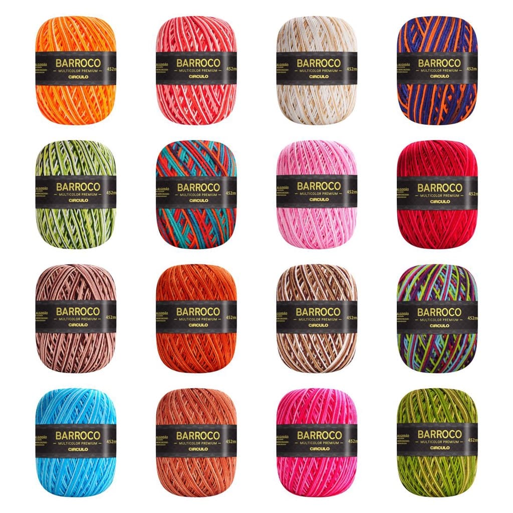 Barbante Barroco Premium Multicolor 6 Fios 400g Linha Para Crochê Tricô