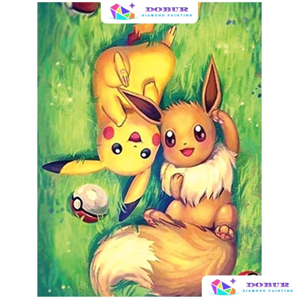 DOBUR | Pintura Diamante 5D Pintura de Diamante Kits De Pintura Com Diamante Para Adultos Redondos/Quadrados Pikachu 5D