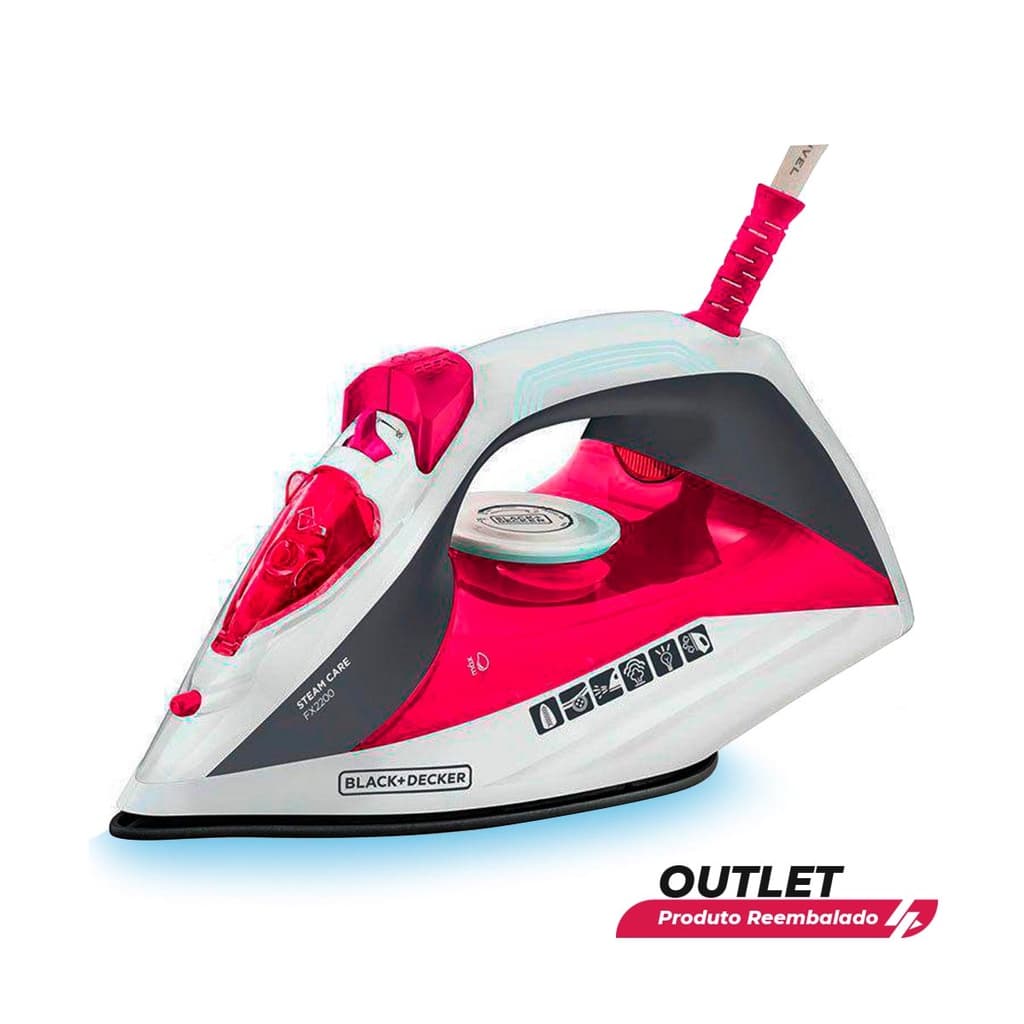 Usado: Ferro a Vapor com Vapor Extra FX2200 Black Decker Branco e Rosa